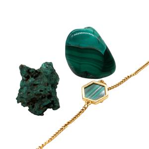 Halsband och armband i malakit för kvinnor Sloya Hexalia image-1