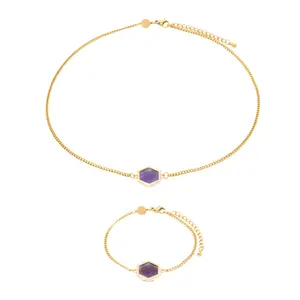 Amethyst halskæde og armbånd til kvinder Sloya Hexalia