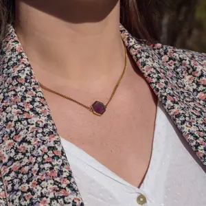 Amethyst stone necklace for women Sloya Hexalia image-3