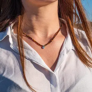 Colar de pedra olho de tigre para mulher Sloya Lumia image-4