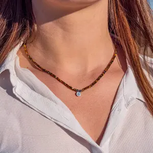 Colar de pedra olho de tigre para mulher Sloya Lumia image-3