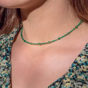 Green agate stone necklace for women Sloya Paloma image-1