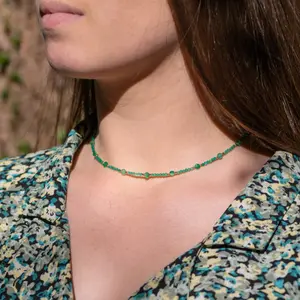 Green agate stone necklace for women Sloya Paloma image-2