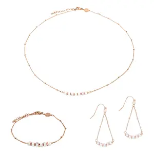 Collier bracelet et boucles d'oreille en pierre howlite femme Sloya Piana image-0