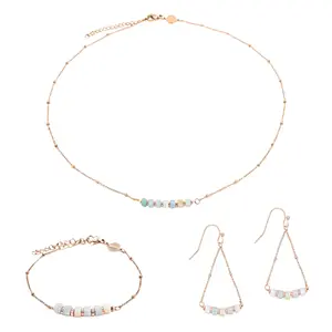 Collar, pulsera y pendientes de piedra amazonita para mujer Sloya Piana
