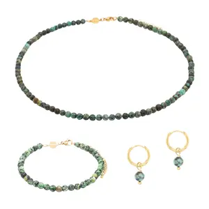 Colar, pulseira e brincos em pedra turquesa africana para mulher Sloya Serena image-0