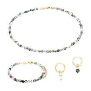 Collier, Armband und Ohrringe aus Baum-Achat für Frauen Sloya Serena