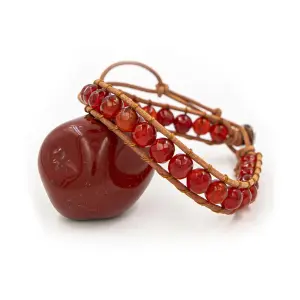 Bracciale in pietre di Corniola e vera pelle donna Sloya Facelia image-1