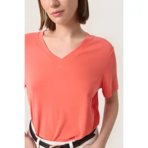 T-shirt com decote em V para mulher Soaked in Luxury Columbine Loose fit image-5