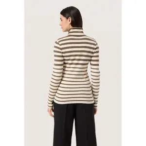 Gestreifter Rollkragenpullover für Damen Soaked in Luxury Spina image-4