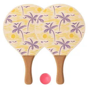 Wooden Beach Tennis Racket with Palm Ball Softee image-0