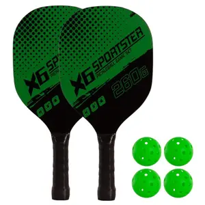 Raqueta de pickleball de madera con 4 pelotas Softee (x2) image-1