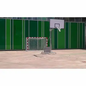 Set aus 2 verzinkten Einrohr-Basketballkörben mobil 2 Räder mit Transportwagen, ohne Bretter, Reifen und Netz Softee Equipment Deluxe image-1