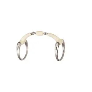 Olive bit for horse round ring double joint + roller Soyo Happy mouth image-0