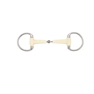 Olijfbit voor paarden met dunne ronde ringen enkelgebroken Soyo Happy mouth image-0