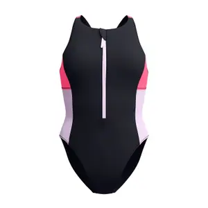 Einteiliger Reißverschluss Badeanzug Damen Speedo Colorblock image-0