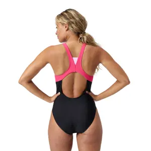 Einteiliger Reißverschluss Badeanzug Damen Speedo Colorblock image-4