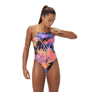 Μονόχρωμο μαγιό γυναικείο Speedo End+ Allov Dig Lattice Tie-Back image-2
