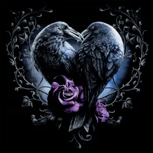 T-Shirt Spiral Raven Heart image-1