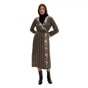 Long Wrap Dress with Belt for Women Stefanel image-2