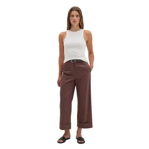 Pantalón ancho con vuelta mujer Stefanel image-0