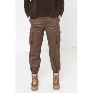 Women's Cotton Satin Cargo Trousers Stefanel image-1
