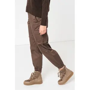 Women's Cotton Satin Cargo Trousers Stefanel image-3