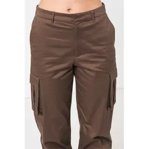 Women's Cotton Satin Cargo Trousers Stefanel image-5