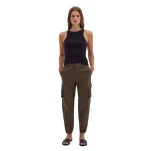Women's Cotton Satin Cargo Trousers Stefanel image-0