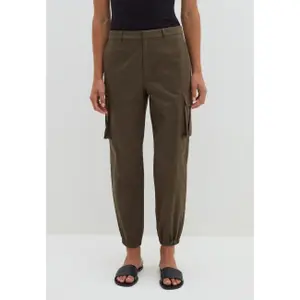 Women's Cotton Satin Cargo Trousers Stefanel image-1