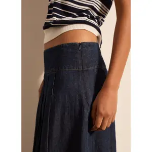 Jupe plissée en jean femme Stefanel image-2