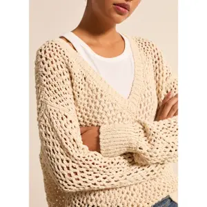 Pull col V oversize femme Stefanel Openwork image-2