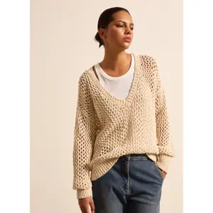 Pull col V oversize femme Stefanel Openwork image-4