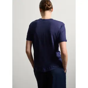 Γυναικείο T-shirt λινό με V λαιμό Stefanel image-3