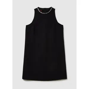 Kurzes Kleid mit Rundhalsausschnitt und Strassdetails Damen Stefanel image-1