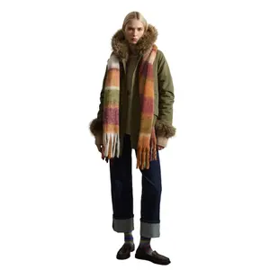 Parka en coton mélangé bordée de fausse fourrure femme Stefanel image-0