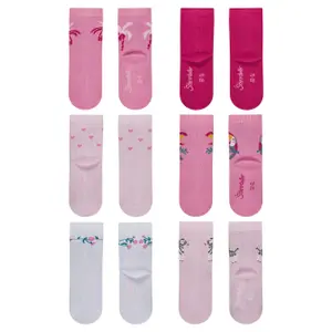 Zebra and flower patterned socks for baby girl Sterntaler (x6) image-1