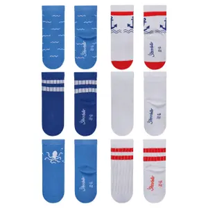 Anchor and wave patterned socks for kids Sterntaler (x6) image-1