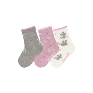 Cat and mouse patterned socks for girls Sterntaler (x3) image-0