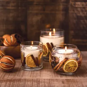 Svíčka ve tvaru poháru s vůní skořice a pomeranče Stoneglow Candles Seasonal Collection - Natural Wax Gel Fishbowl image-1