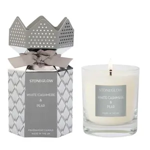Kerze Kaschmir weiß und Birne Stoneglow Candles Seasonal Collection image-0