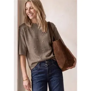 3/4 Sleeve Beaded Top for Women Street One image-1