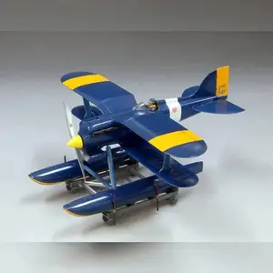 Airplane Model with Figure Studio Ghibli Porco Rosso Curtiss R3C-0 + Donald Curtis image-5