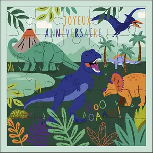 Square puzzle card Studio Kiub Les Petits Dinosaure image-0