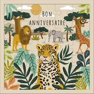 Square puzzle card Studio Kiub Les Petits Savane image-0