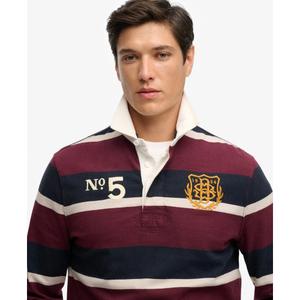Polo manches longues double emblème à rayures Superdry Rugby image-2