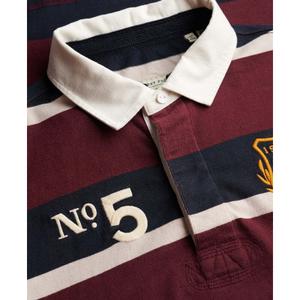 Polo manches longues double emblème à rayures Superdry Rugby image-3