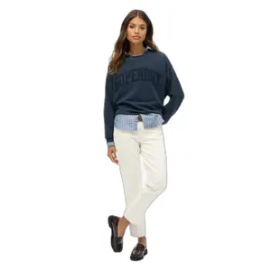 Women's round neck sweatshirt with tone-on-tone text applique Superdry Athletic Essentials image-1