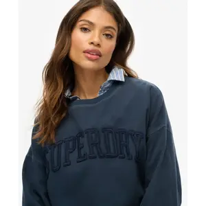 Women's round neck sweatshirt with tone-on-tone text applique Superdry Athletic Essentials image-5