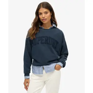 Women's round neck sweatshirt with tone-on-tone text applique Superdry Athletic Essentials image-2